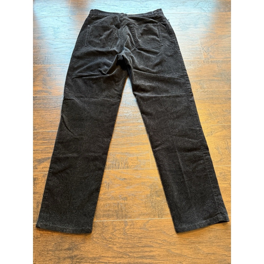 Lauren Ralph Lauren Velvet Paisley Pants Black Petite 8P Luxe Luxury Designer - Picture 7 of 9